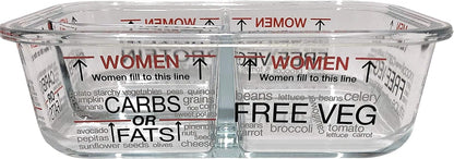 Portion Perfection Portion Control Containers - Glass Oven Ready, Freezer Safe Meal Prep Containers Reusable for Food 3pk, 3 Compartment with Lids, Practical Weight Control Products