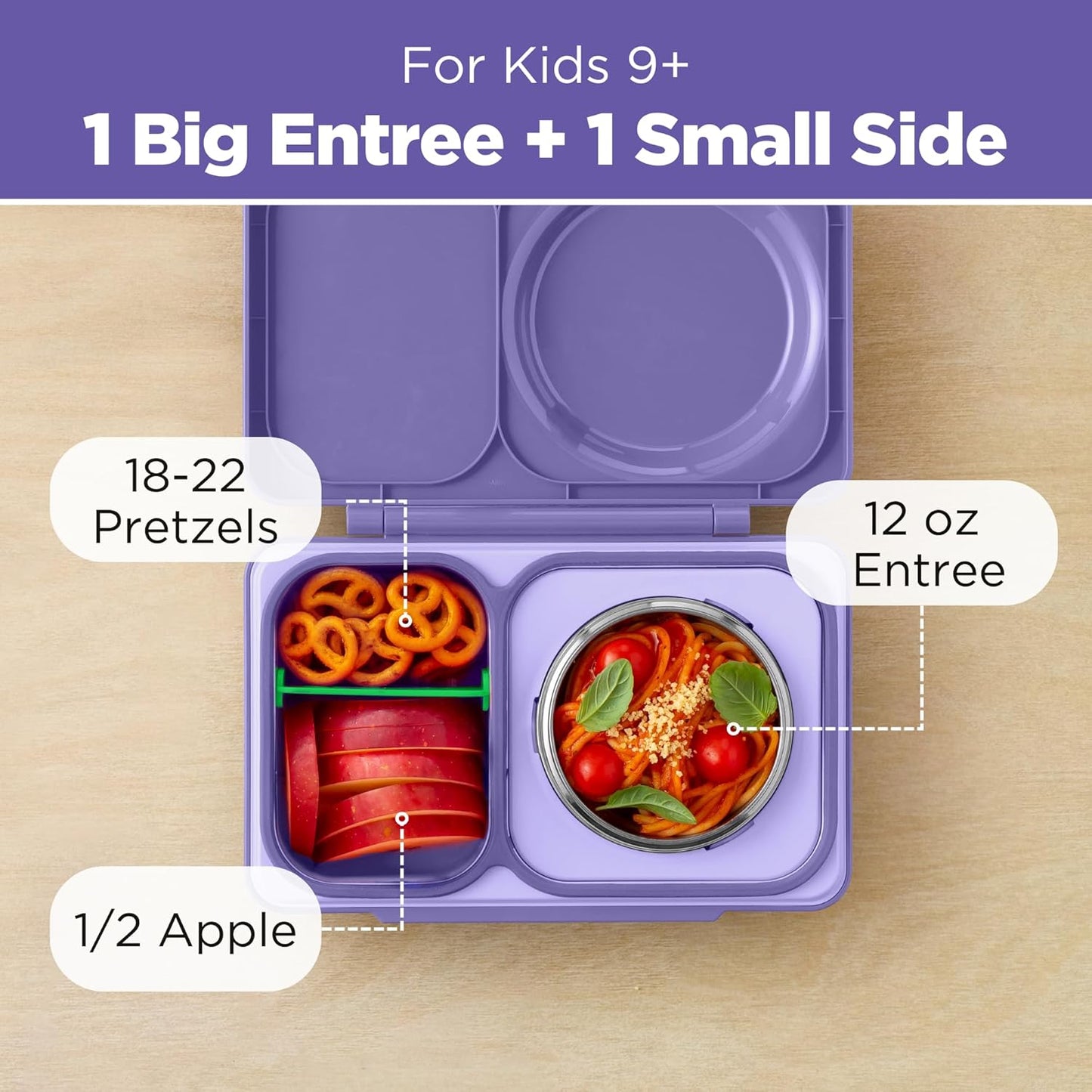 Omie OmieBox UP bento Box for Kids | Insulated Lunch Box | Leak Proof Vacuum Insulated Thermal Food jar | Cooler ice Pack | 2 Compartments (Cherry Pink)