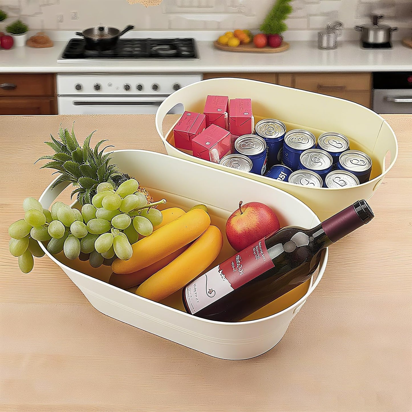 3 PCS 15.3 x 9 x 6 inches Black Metal Galvanized Tub with Handles, 3 Gallon Galvanized Beverage Tubs for Parties, Large Metal Drink Ice Buckets for Beer, Wine, Cocktails & Outdoor Events