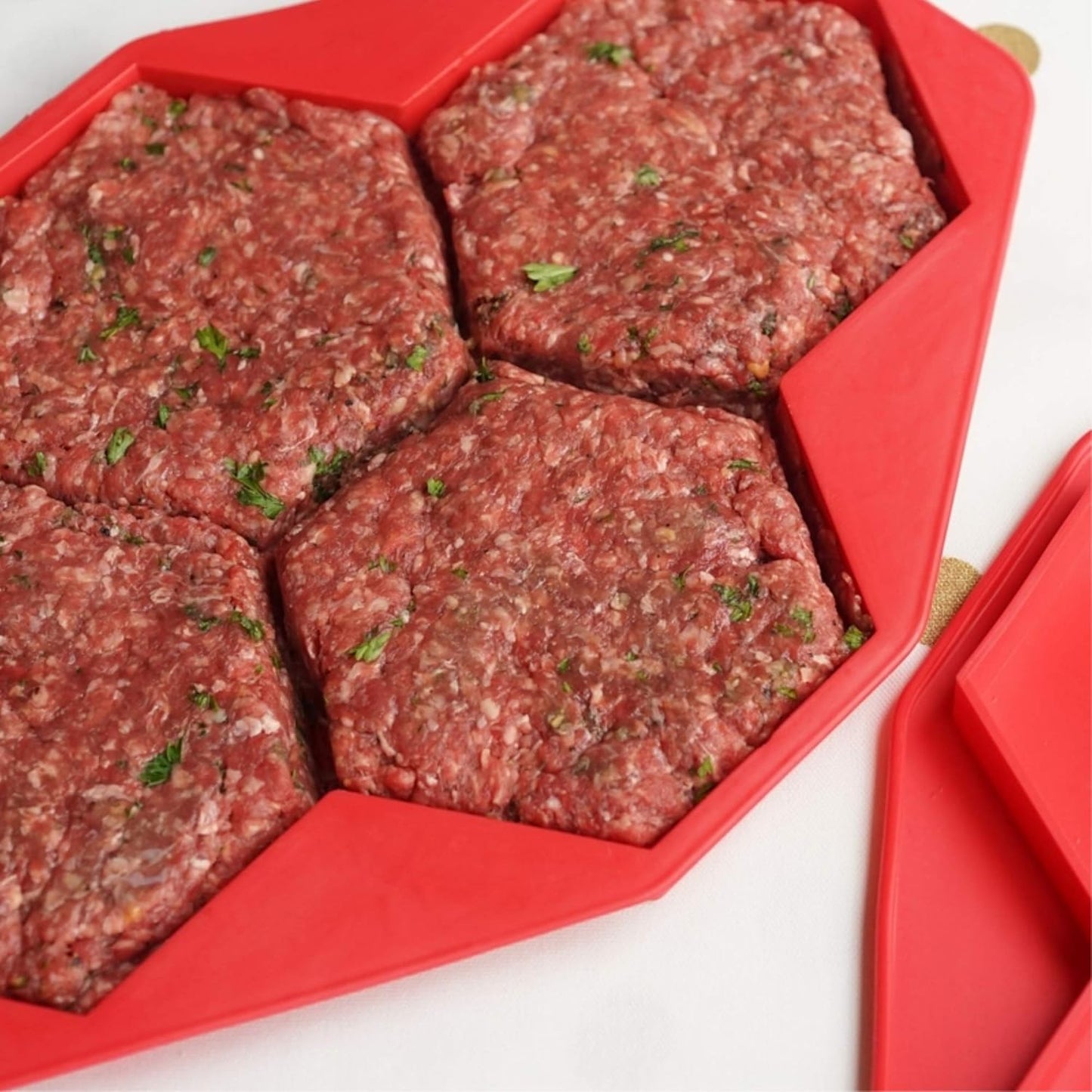 Burger Master MAX 4-in-1 Burger Press by Shape+Store. Makes Makes Four 1/3 to 1/2 Pound Burgers, Easy-To-Clean & Dishwasher Safe