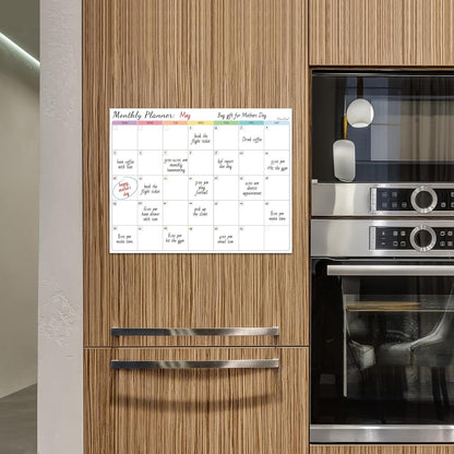 Non-Magnetic Dry Erase List for Fridge - Reusable 8"x11.5" List and Weekly Planning Board Stick to Most Smooth Surfaces - 3 Dry Erase Markers Included