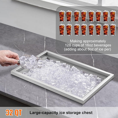 Happybuy Drop in Ice Chest 18L x 12W x 14.5H Inch Stainless Steel Ice Cooler with Sliding Cover Drop in Ice Bin Included Drain-Pipe and Drain Plug for Cold Wine Beer