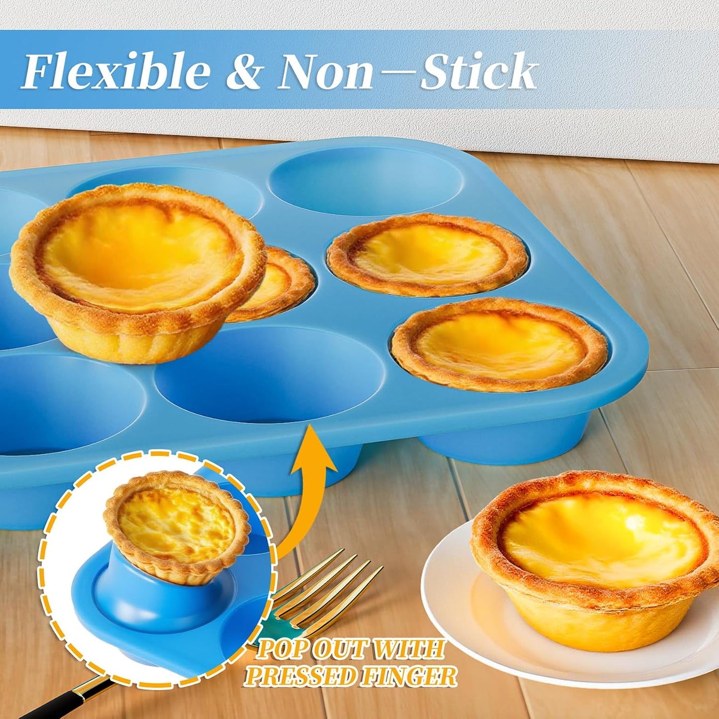 Bangp 12-Cup Silicone Muffin Pan with Metal Reinforced Frame,2 Pack Regular Size Cupcake Pan,Premium Non-Stick Bend Resistance Silicone Molds for Making Muffin,Cakes,Tart,Egg Bites (Red)