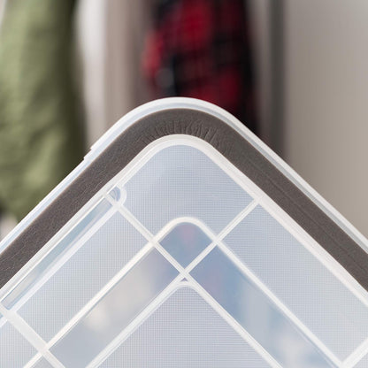 IRIS USA WeatherPro Storage Bins with Lids, 47 Qt, Gasket Seal, 2 Pack | Airtight gasket helps protect clothing, shoes, crafts, keepsakes, and household supplies from moisture and dust.