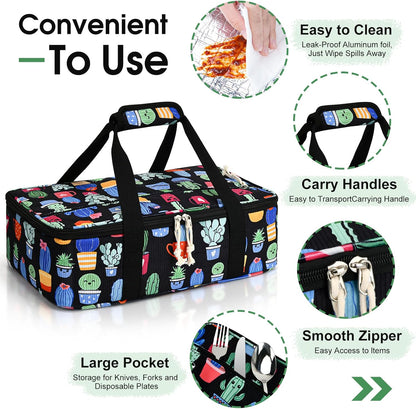 Insulated Casserole Carrier, Portable Casserole Carrier for Hot or Cold Food Lunch Tote Warmer or Cooler Bag, Lasagna Lunch Bag for Potluck Parties- Fits 9" x 13" Baking Dish-Charcoal Grey