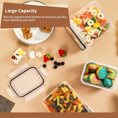 PRAKI Airtight Food Storage Containers with Lids, 12PCS Plastic Kitchen Storage Containers for Pantry Organizers and Storage - Cereal, Rice, Flour and Sugar Containers with Labels & Marker