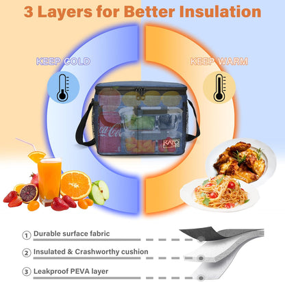 Tirrinia Insulated Lunch Bag for Women Men, Leakproof Lunch Box Containers for Adult, Work, School, Soft Lunchbox for Kids,Boys, Adult Cooler Bag for Picnic Hiking Beach,Charcoal