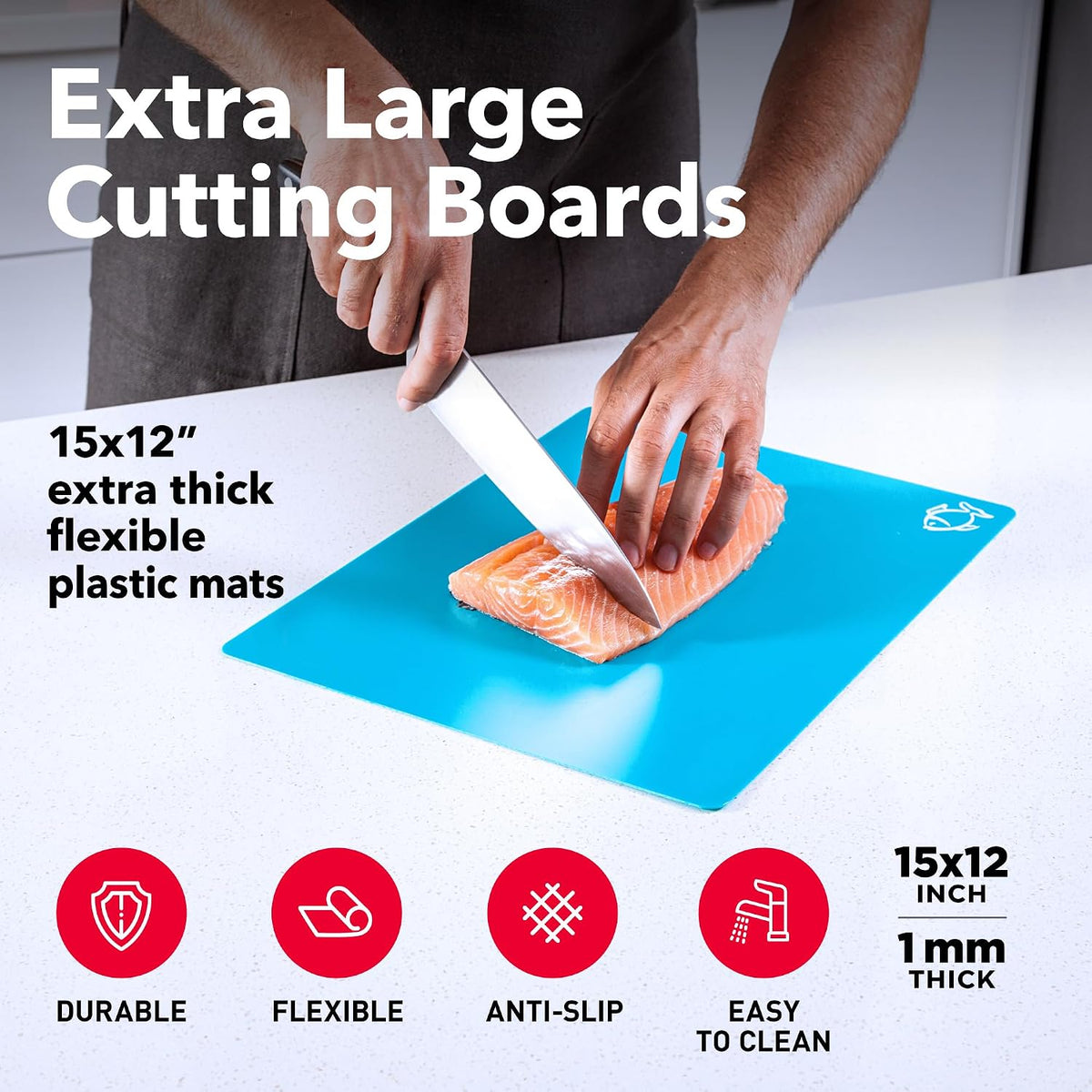 Plastic Cutting Boards for Kitchen, Flexible Mat Thick Large 15x12