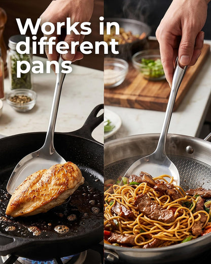 Zulay Kitchen Stainless Steel Serving Spoon - 11.5” Large Cooking & Serving Spoon with Ergonomic Handle - Durable, Rust-Resistant & Dishwasher Safe Kitchen Utensil for Cooking and Buffets