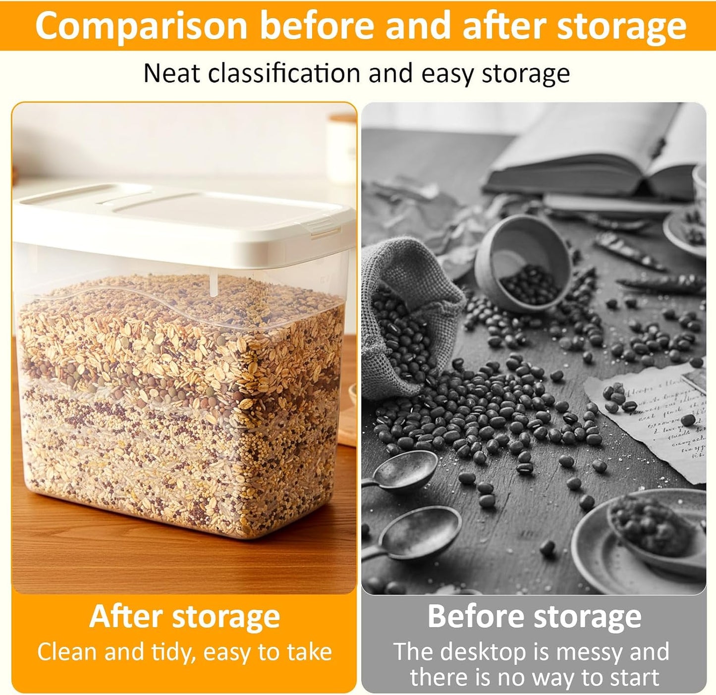 2 Pack Airtight Dog Food Storage Container, 27.6 Lbs Clear Pet Food Storage Bin with 2 Measuring Scoops for Pet Dog Cat Grain Rice Treat