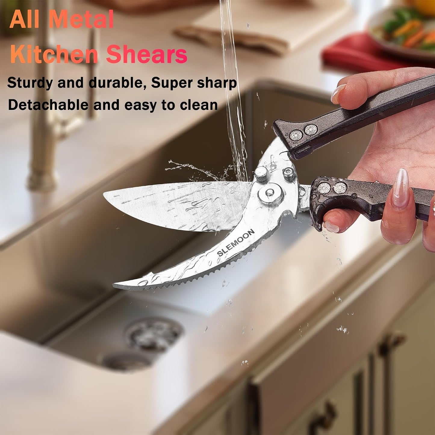 Heavy Duty Kitchen Shears for Food,Silver Kitchen Scissors | Dishwasher Safe and Food Stainless Poultry Shears for Chicken Turkey Thanksgiving,Gift Box