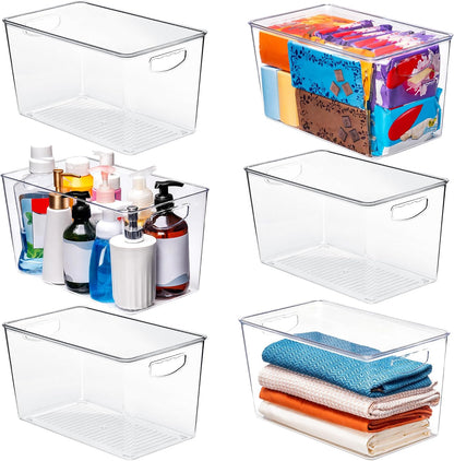 theaoo Clear Storage Bins with Lids Stackable - Large Plastic Containers for Pantry Organization and Storage - Perfect for kitchen,Fridge,Laundry Room,Bathroom,Garage,Closet,Cabinet Organizer - 8 Pack