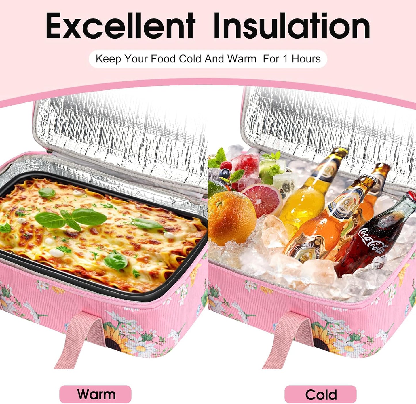 Insulated Casserole Carrier, Portable Casserole Carrier for Hot or Cold Food Lunch Tote Warmer or Cooler Bag, Lasagna Lunch Bag for Potluck Parties- Fits 9" x 13" Baking Dish-Charcoal Grey