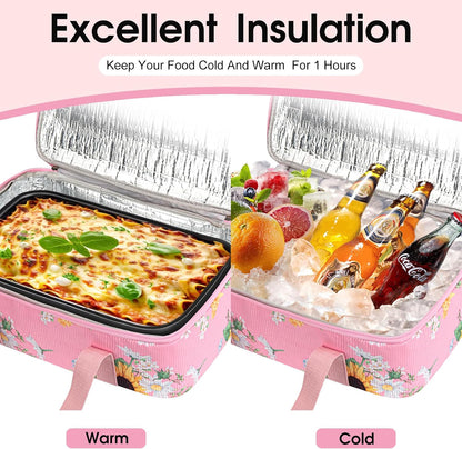 Insulated Casserole Carrier, Portable Casserole Carrier for Hot or Cold Food Lunch Tote Warmer or Cooler Bag, Lasagna Lunch Bag for Potluck Parties- Fits 9" x 13" Baking Dish-Charcoal Grey