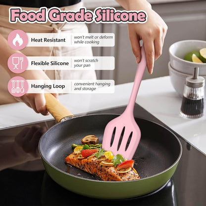 LIANYU 14 Pcs Silicone Kitchen Utensils Set with Holder, 446°F Heat Resistant Silicone Cooking Kitchen Utensils Spatula Set, Non-Stick & Dishwasher Safe Cooking Tools, Comfort Grip Handle, Black