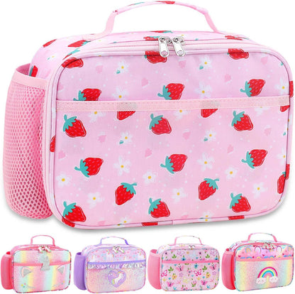 RHCPFOVR Kids Lunch Bag - Insulated Lunch Box for Boys Girls,Washable Lunch Bag and Reusable Toddler Leak-proof Lunchbox for School and Daycare - Colors B
