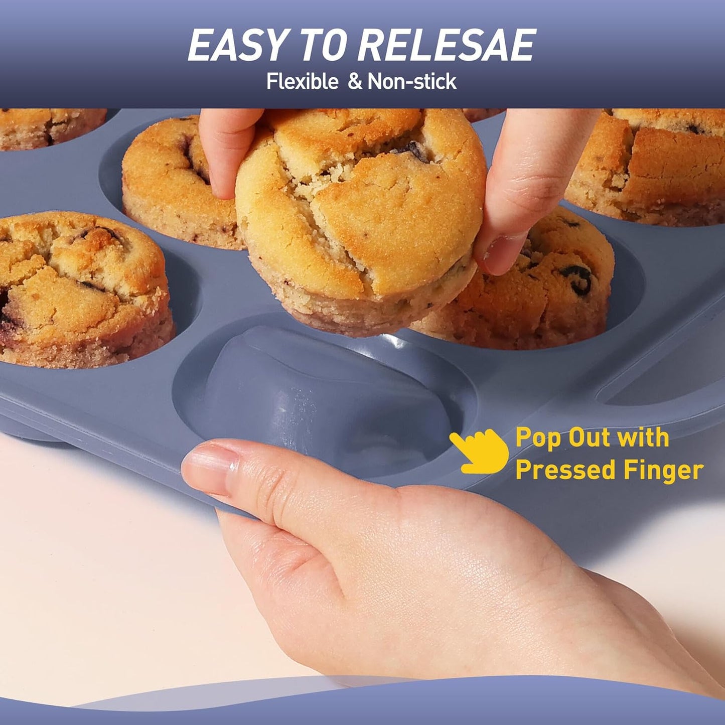 2 Packs 12 Cups Silicone Muffin Pan for Baking with Metal Reinforced Frame Regular Size Cupcake Pan Tray Egg Bites Silicone Cookie Molds Muffin Tin Tart Pans Sheet Set for Oven Dishwasher Safe