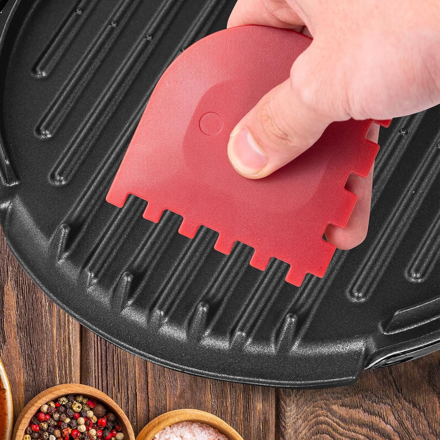 Pan Scraper Grill Scraper Grill Pan Scrapers cast Iron Scraper Grill Brush Scraper pan Scraper 2Pcs＋1pcs Cleaning Brush (3pcs Set)