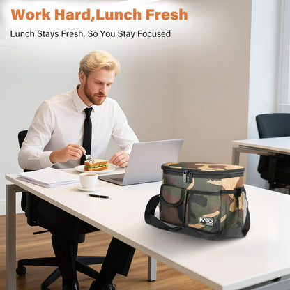 Tirrinia Insulated Lunch Bag for Women Men, Leakproof Lunch Box Containers for Adult, Work, School, Soft Lunchbox for Kids,Boys, Adult Cooler Bag for Picnic Hiking Beach,Charcoal