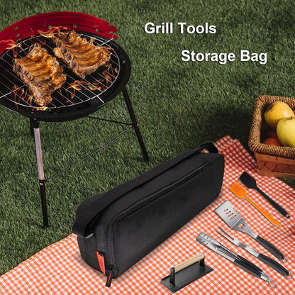 Grill Tool Organizer, BBQ Tool Storage Bag - 20" Heavy-Duty Storage Bag Waterproof 600D Oxford, Folding Design Gift for Camping, Tailgates, Outdoor BBQ Parties (20" Lx6 Wx5 H)