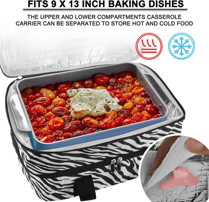 esouler Insulated Casserole Carrier - Casserole Carriers for Hot or Cold Food - Lasagna Lugger Dish Carrier, Thermal Lunch Bag for Potluck Parties, Picnic, Travel, Fits 9" x 13" Baking Dish, Grey