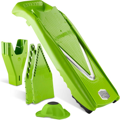 Börner Mandoline Slicer V5 (Basic Set) • Vegetable V-Slicer for Slices in 4 Thickness Settings • Stainless Steel V-Blade • Adjustable Kitchen Slicer for Vegetables & Fruits • Color: Green