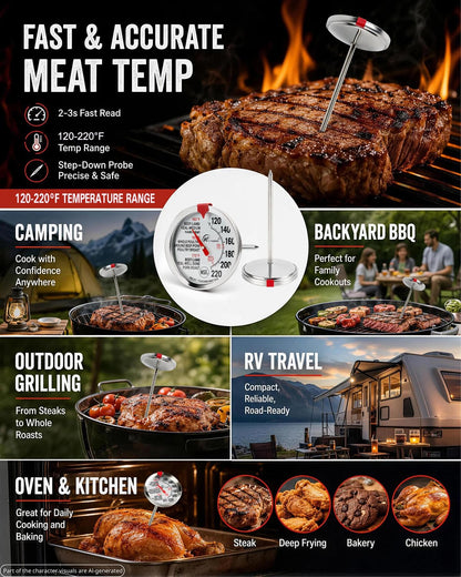 Oven Thermometer 2.75-Inch Dual Scale, 50-300°C/100-600°F, NSF 2‑Pack