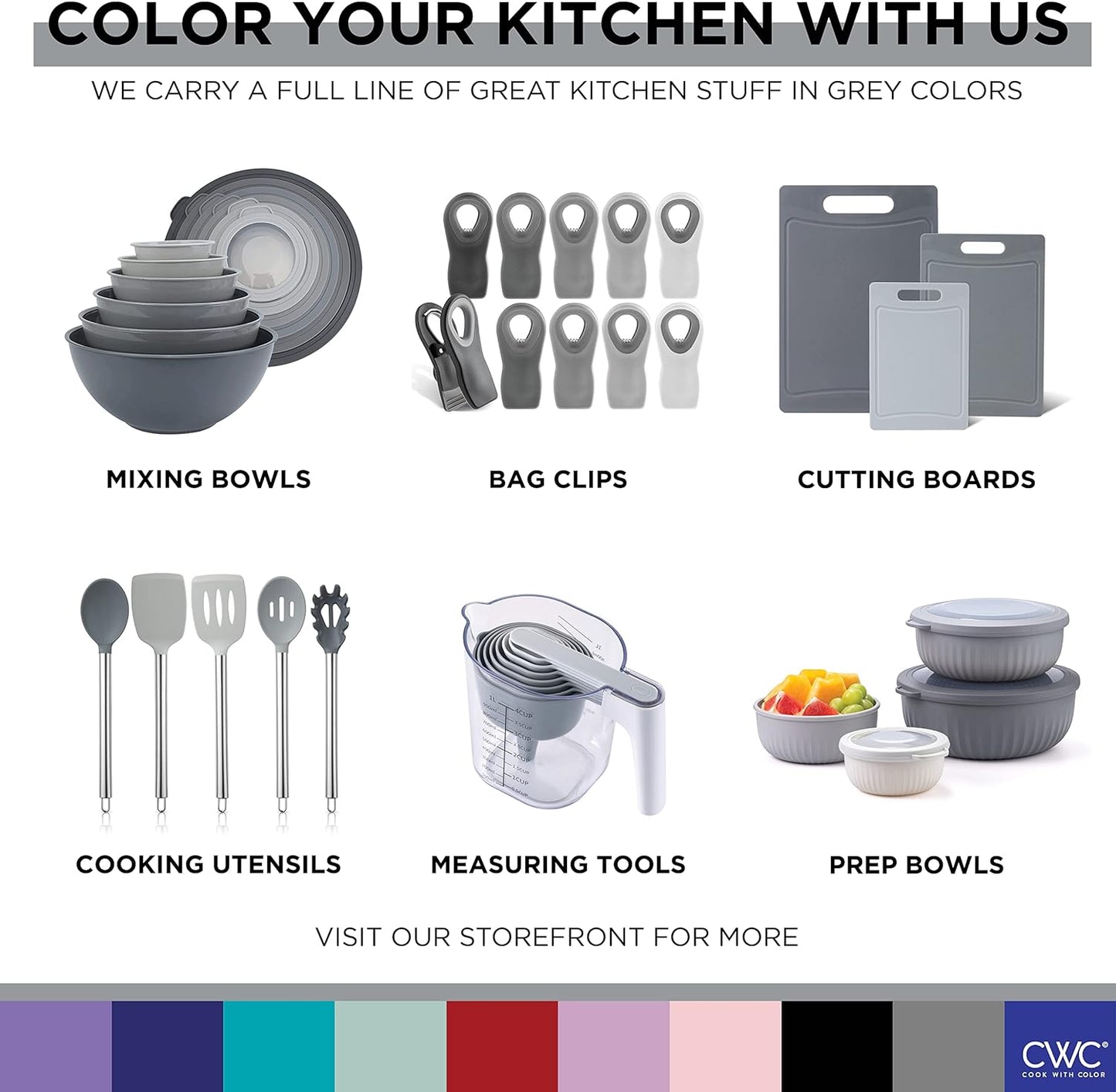 COOK WITH COLOR Mixing Bowls with Lids - 12 Piece Plastic Nesting Bowls Set includes 6 Prep Bowls and 6 Lids, Microwave Safe Mixing Bowl Set, Pink Embossed - Colors A