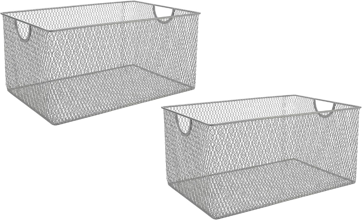 YBM HOME Kitchen Pantry Organizer Wire Basket for Shelves, Cabinets, Pantry, Countertop, Mesh Open Storage Bin Metal Basket for Organizing Food Supplies 12 x 7.8 x 5.8