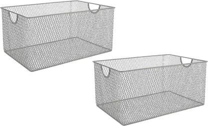 YBM HOME Kitchen Pantry Organizer Wire Basket for Shelves, Cabinets, Pantry, Countertop, Mesh Open Storage Bin Metal Basket for Organizing Food Supplies 12 x 7.8 x 5.8