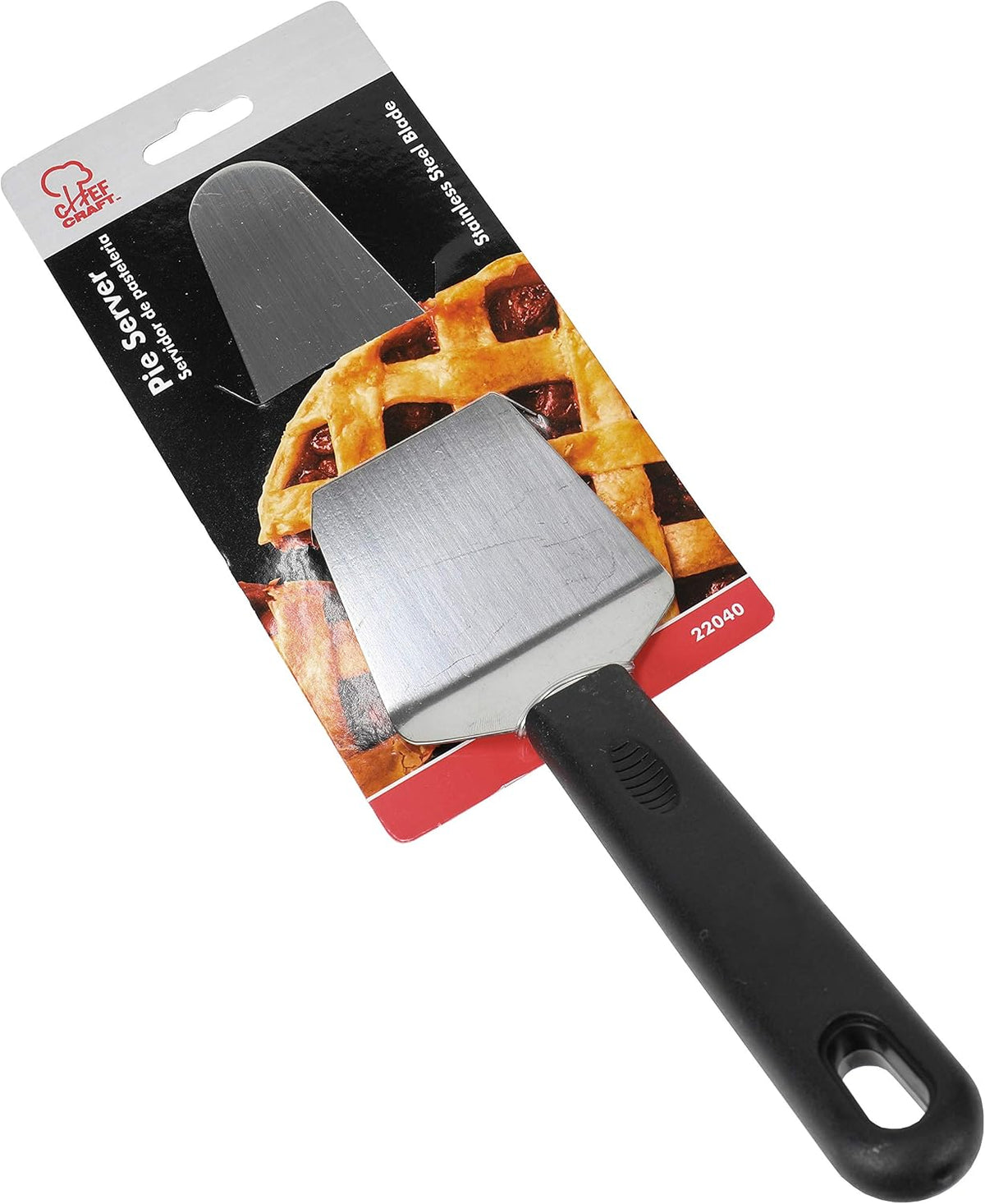 Chef Craft Select Pie Server, 9.5 inches in length, Stainless Steel/Black