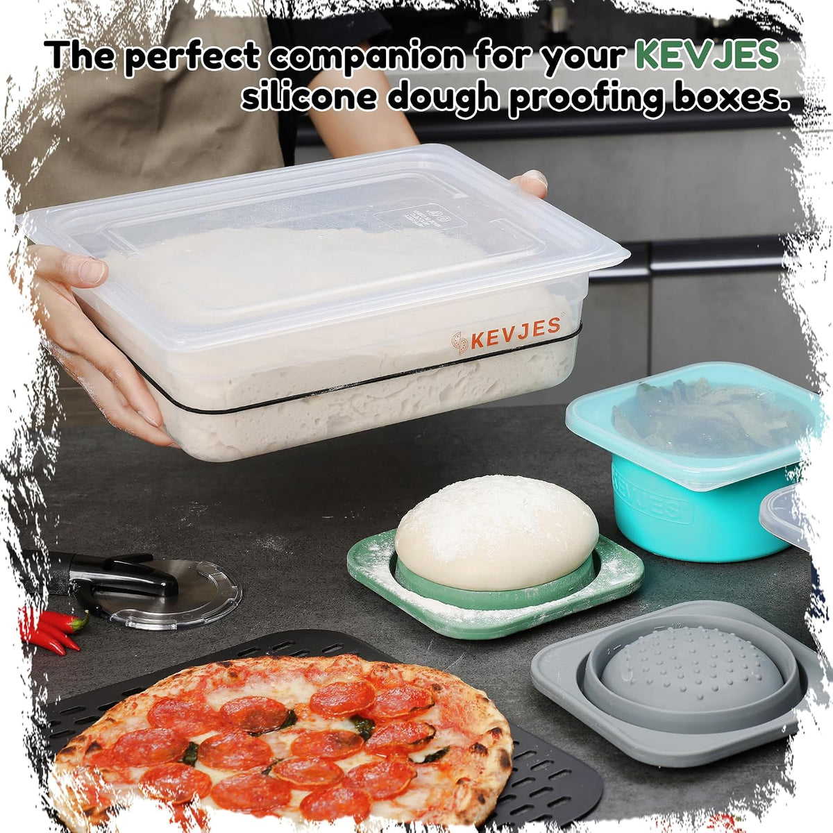 6L Clear Dough Proofing Container with Level Tracking Band, Holds Up to 3000g of Sourdough and Pizza Dough, Bulk Fermentation Rising Box with Lid, BPA-Free, Stackable & Dishwasher Safe