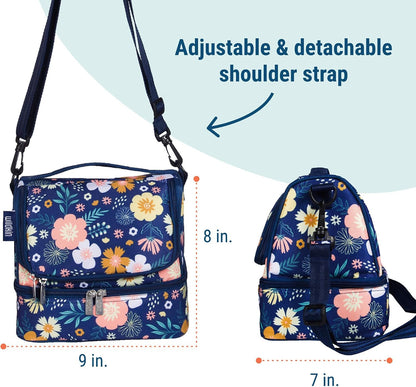 Wildkin Kids Two Compartment Insulated Lunch Bag – Keeps Food Hot or Cold, Easy-Clean Lining, Leak-Resistant & BPA-Free – Boys & Girls, Ideal for School, Travel & Daycare – Jurassic Dinosaurs