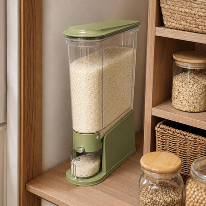 ROOM127 Rice Dispenser 22 Lbs, Large Airtight Grain Container, Cream White | Family Size Storage, BPA-Free, Moisture-Proof Seal, One-Touch Pouring, Clear Window, for Cereal, Beans, Oats & Dry Food