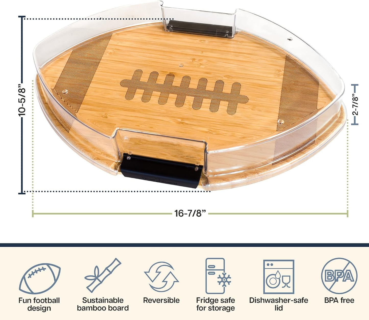Totally Bamboo Flip, Serve & Store Charcuterie Board with Lid, Reversible Bamboo Cutting Board and Portable Cheese Tray with Compartments, Locking Travel Cover, 15.5 x 11.5 Inches