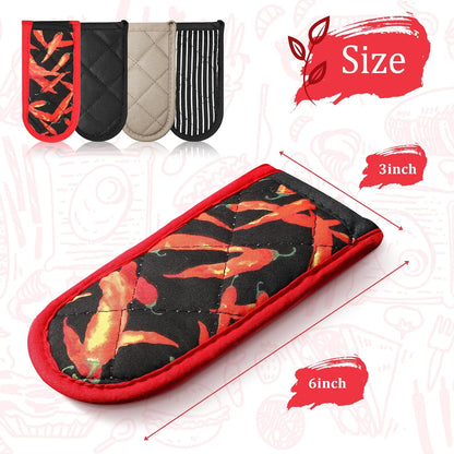 Geiserailie 8 Pcs Cast Iron Skillet Handle Cover Heat Resistant Pan Handle Sleeve Non Slip Pot Holders Machine Washable Handles Mitts for Kitchen Cooking Tools, 4 Styles(Retro Style)