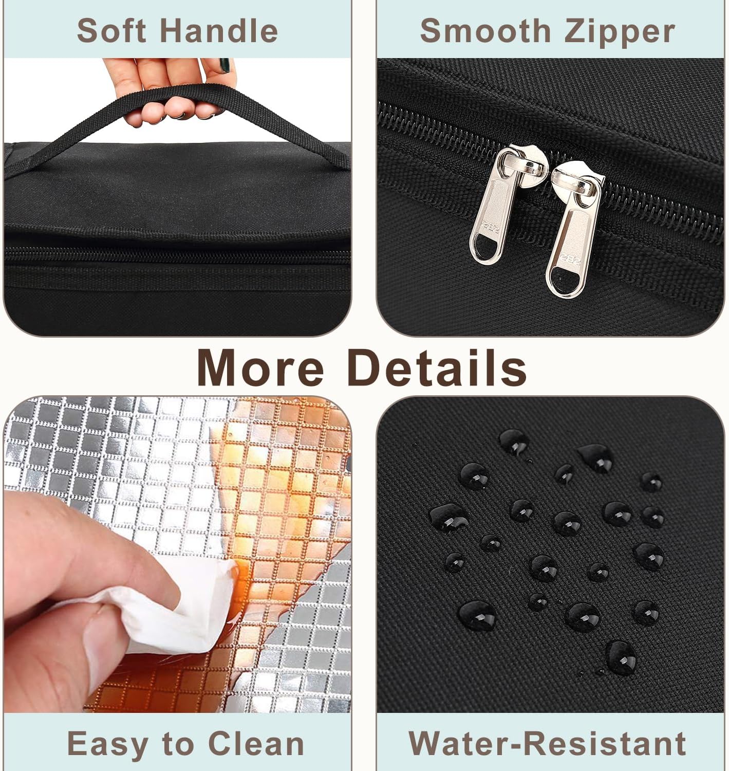 FlowFly Small Insulated Lunch box Portable Soft Bag Mini Cooler Thermal Meal Tote Kit with Handle for Work & School, Black