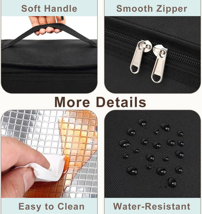 FlowFly Small Insulated Lunch box Portable Soft Bag Mini Cooler Thermal Meal Tote Kit with Handle for Work & School, Black