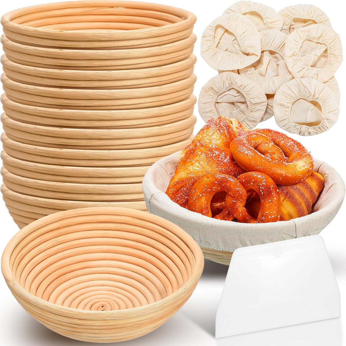 Gejoy 8 Pack 10 Inch Oval Banneton Bread Proofing Basket for Bakers
