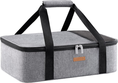 LUNCIA Insulated Single Decker Casserole Carrier, Lasagna Lugger Tote Keeps Food Hot or Cold, Thermal Lunch Bag for Potluck Parties, Picnic and Cookouts, Fits 9" x 13" Baking Dish, Black