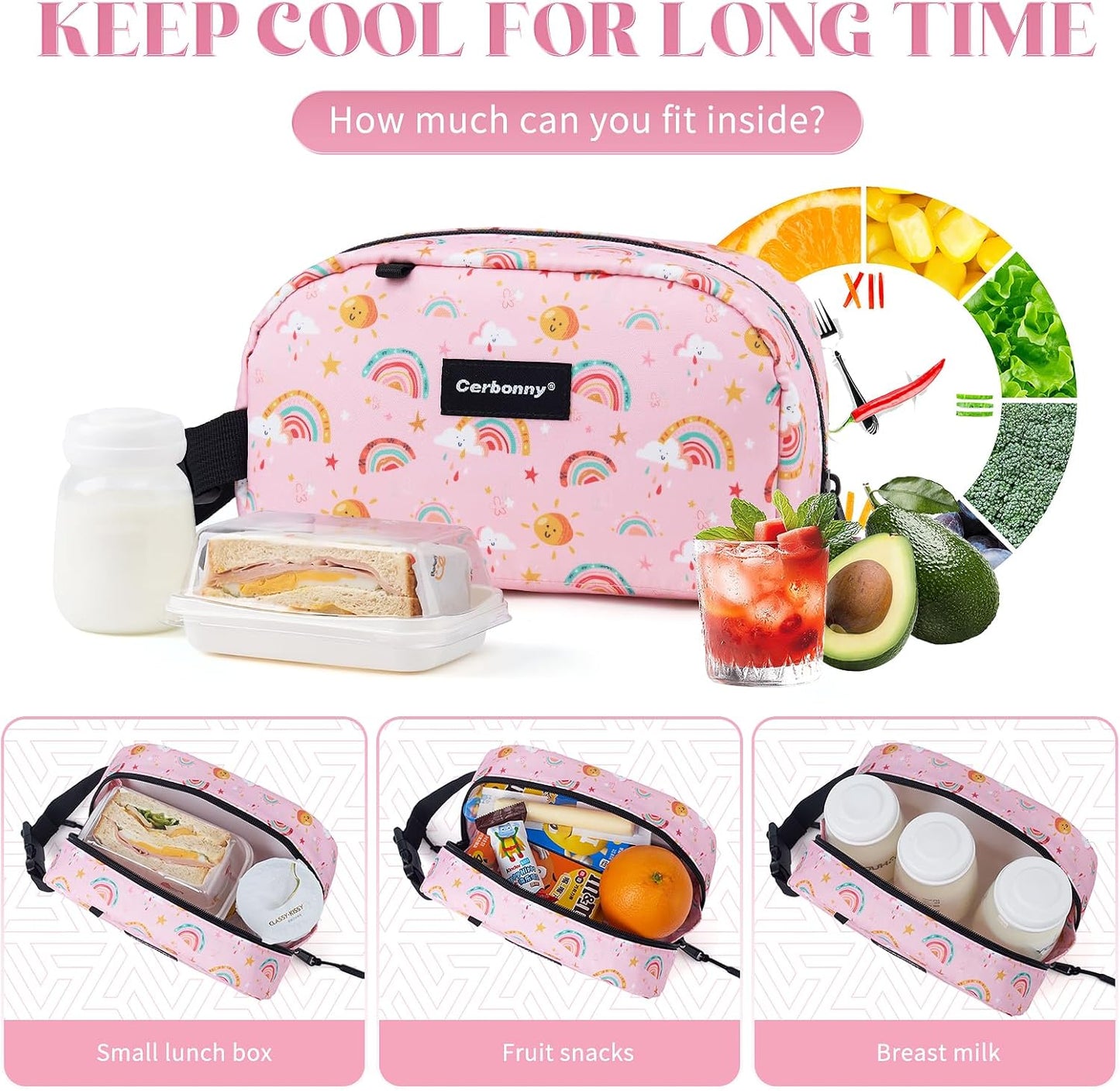 Cerbonny Freezable Cooler Bag for Work/School Travel - Mini Insulated Bag Fit For Yogurt