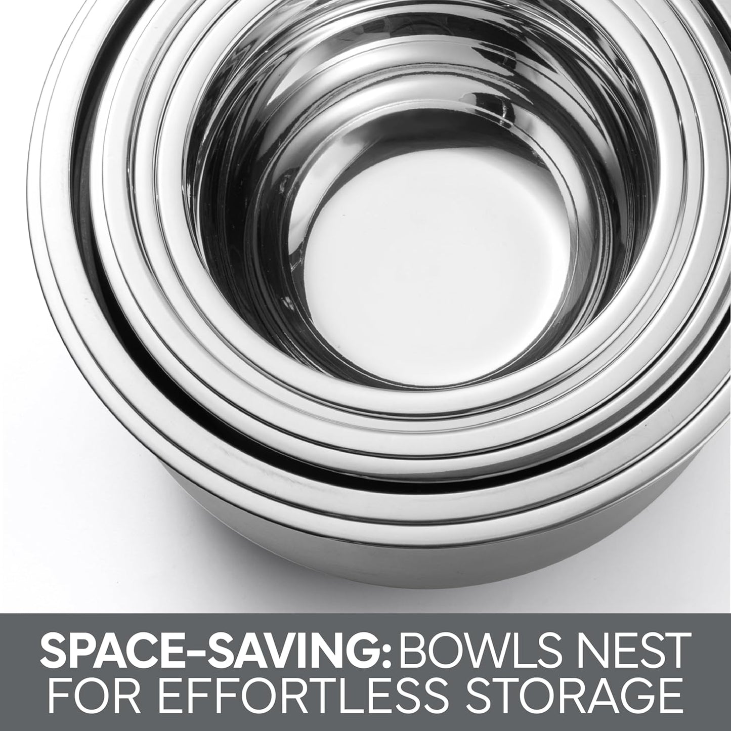 COOK WITH COLOR Stainless Steel Mixing Bowls Set with Lids - Nesting Bowls with Non-Slip Bottom, Sage, 12 Pieces