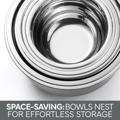 COOK WITH COLOR Stainless Steel Mixing Bowls Set with Lids - Nesting Bowls with Non-Slip Bottom, Sage, 12 Pieces