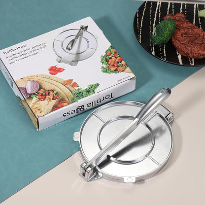 uxcell Aluminium Alloy Dough Press Taco Maker Taco Press Kitchen Utensil Tool for Cooking Chef Silver
