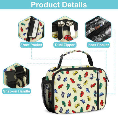 esouler Lunch Box Kids Insulated Lunch Bag for Boys & Girls Durable Children Lunchbox for School with Water Bottle Holder-Black
