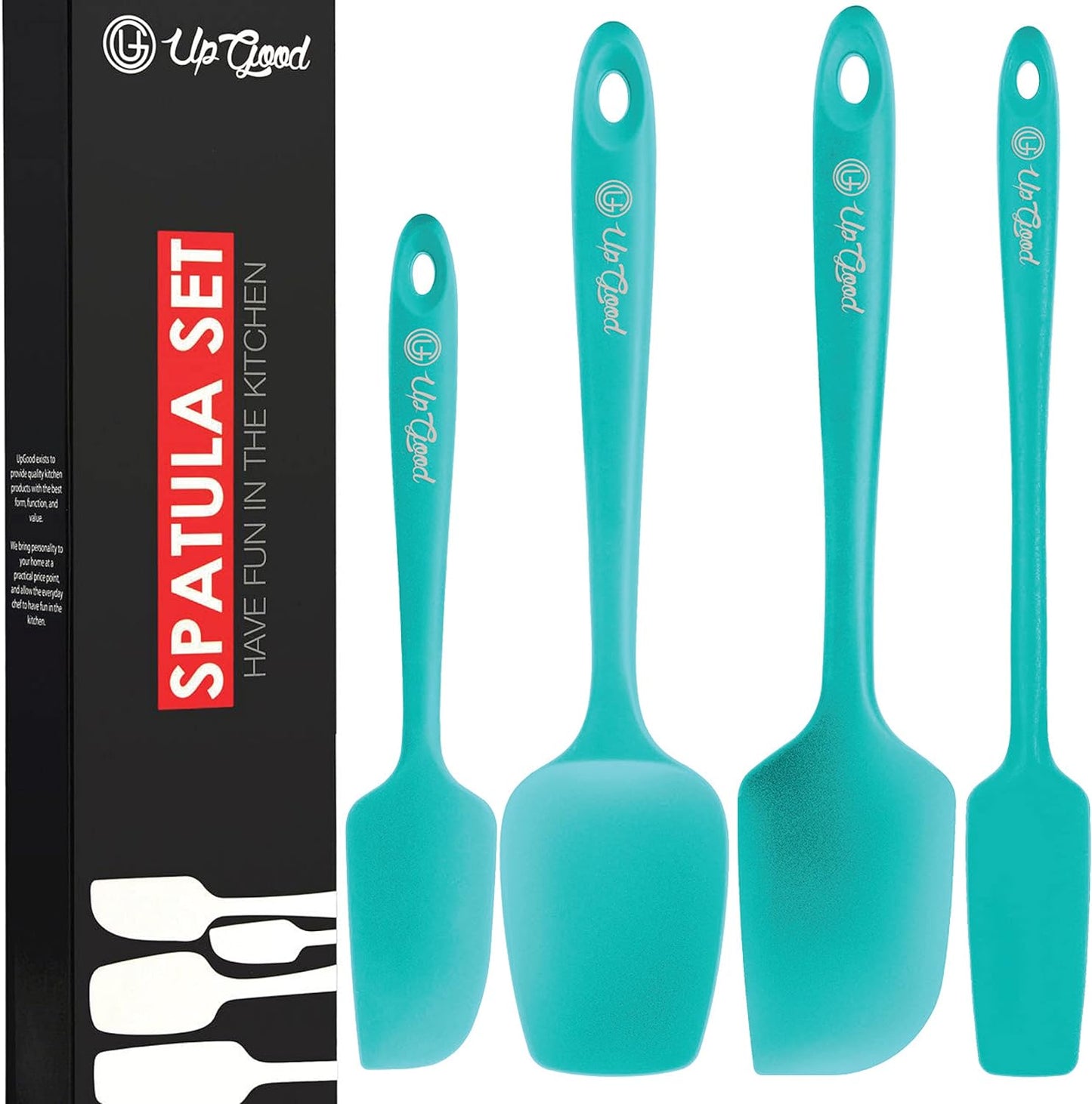 UpGood Silicone Spatula Set 600°F - High Heat Resistant Nonstick, Small and Large Kitchen Spatulas - Flexible BPA Free Professional Grade Cookware - Utensils for Cooking, Baking, Mixing(4 Pcs, Grey)