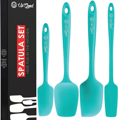 UpGood Silicone Spatula Set 600°F - High Heat Resistant Nonstick, Small and Large Kitchen Spatulas - Flexible BPA Free Professional Grade Cookware - Utensils for Cooking, Baking, Mixing(4 Pcs, Grey)