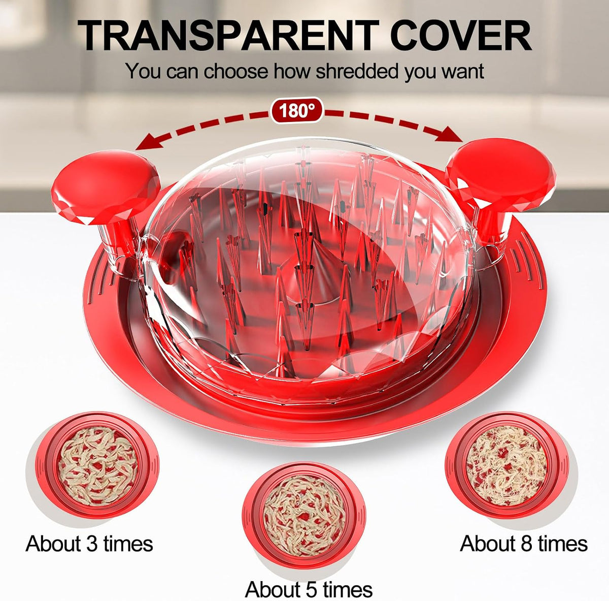Chicken Shredder Tool Twist, 11" Heavy Duty Large Chicken Shredder, Meat Grinders Gadgets Machine, BPA Free, Strong Anti-Slip, Dishwasher Safe, Suitable for Pork Beef Chicken, Red