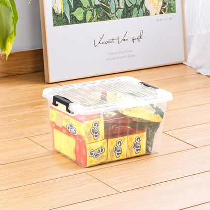 Cetomo 60Qt*6 Plastic Storage Bins, Storage Box, 6 Pack, Organizing Container with Wheels, Durable Lids and Secure Latching Buckles, Stackable and Nestable, Clear with Black Buckle