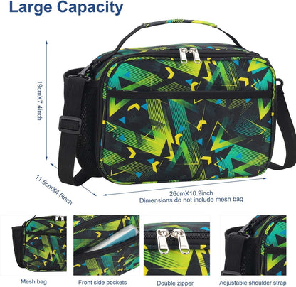 RHCPFOVR Kids Initial Lunch Bag - Insulated Lunch Box for Boys Girls,Washable Lunch Bag and Reusable Toddler Leak-proof Lunchbox for School and Daycare - Colors A